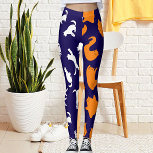 Personalisiertes Foto Weißes blaues Orangenkatzmus Leggings