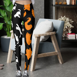 Personalisiertes Foto Weißes Schwarz-Orange-Katzen Leggings