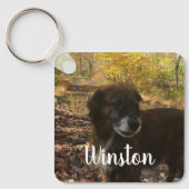 Personalisiertes Foto Weißes Skript Schlüsselanhänger (Vorderseite)