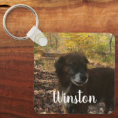 Personalisiertes Foto Weißes Skript Schlüsselanhänger (Vorderseite)