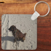 Personalisiertes Foto Weißes Skript Schlüsselanhänger (Rückseite)