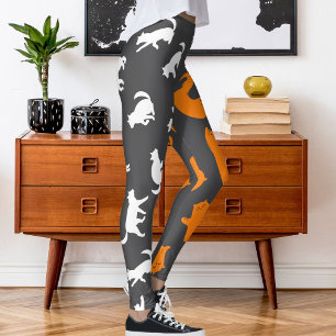 Personalisiertes Foto Weißgraues Orangefarbenes Ka Leggings