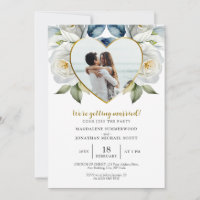 Personalisiertes Foto Weißrosen und Herzrahmen