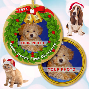 Personalisiertes Foto Welppy's 1. Weihnachtsdekora Keramik Ornament