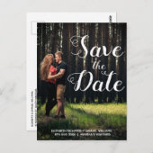 Personalisiertes Foto White Script Overlay Hochzei Postkarte (Vorne/Hinten)