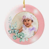 Personalisiertes Foto Woodland Hirsch Weihnachten Keramik Ornament (Hinten)