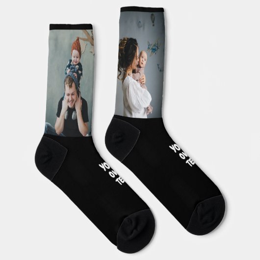 Personalisiertes Foto x2 und benutzerdefinierter T Socken (Rechts)
