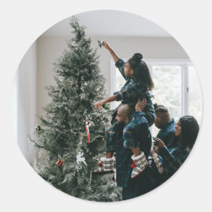Personalisiertes Foto zu Weihnachten Runder Aufkleber