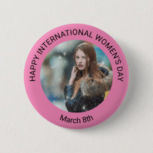 Personalisiertes Foto zum Frauentag 8. März Button