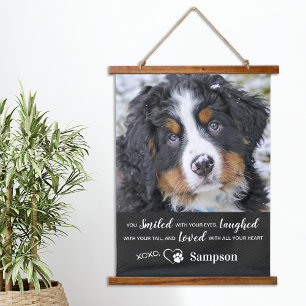 Personalisiertes Foto zur Erinnerung an Hunde Wandteppich Mit Holzrahmen