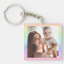 Personalisiertes Foto Zweiseitiger Regenbogen Farb Schlüsselanhänger