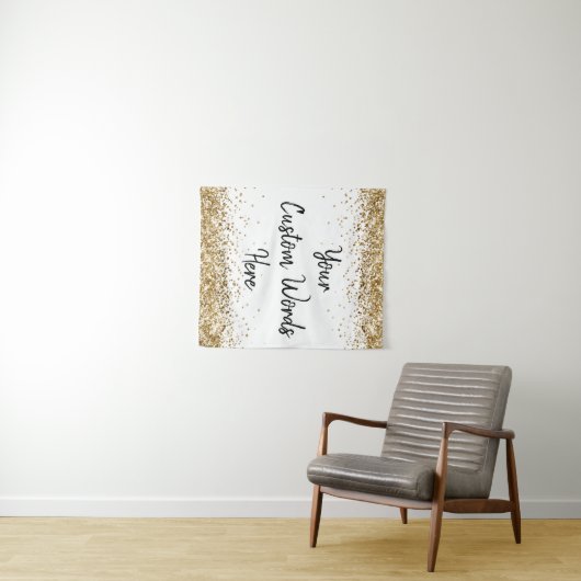 Personalisiertes Fotobooth White Gold im Hintergru Wandteppich (Beispiel (Horizontal))