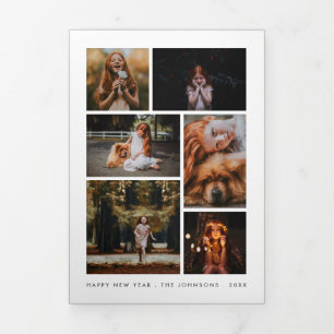 Personalisiertes Fotocollage-Neujahrs-Newsletter Dreifach Gefaltete Urlaubskarte