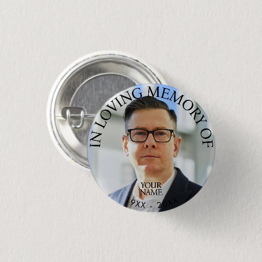 Personalisiertes Fotogedenkstück Button (Vorne & Hinten)