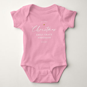Personalisiertes Fotogeschenk mit goldenem Herzen Baby Strampler