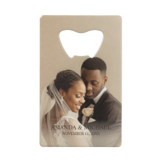 Personalisiertes Fotogeschenk mit Namen und Hochze Geldbeutel Flaschenöffner