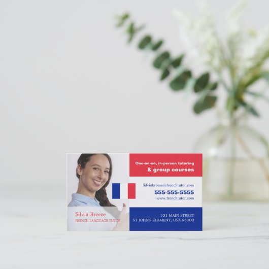 Personalisiertes Fotografieren, Französischer Spra Visitenkarte (Stehend Vorderseite)