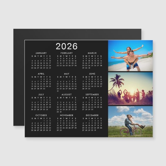 Personalisiertes Fotomaterial 2024 Kalender Magnet (Vorne/Hinten)