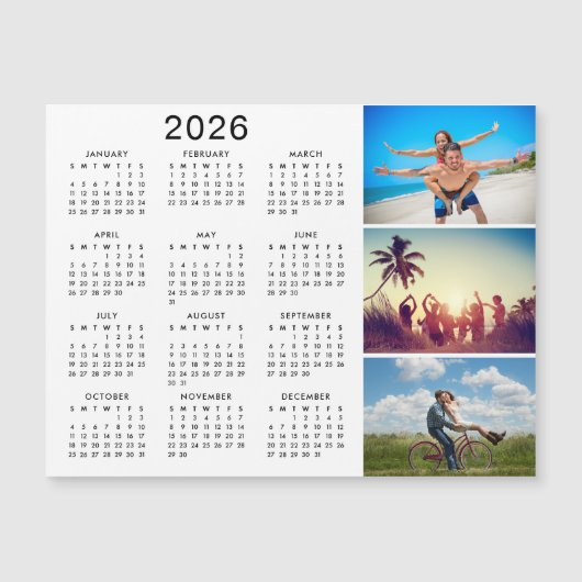 Personalisiertes Fotomaterial 2026 Kalender Magnet (Vorderseite)