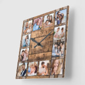 Personalisiertes Fotomaterial Rustikales Holzweink Quadratische Wanduhr (Winkel)