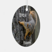 Personalisiertes Fox-Eichhörnchen auf einem Baum Ornament Aus Metall (Vorderseite Rechts)