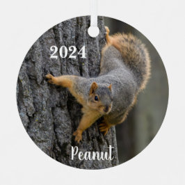Personalisiertes Fox-Eichhörnchen auf einem Baum Ornament Aus Metall