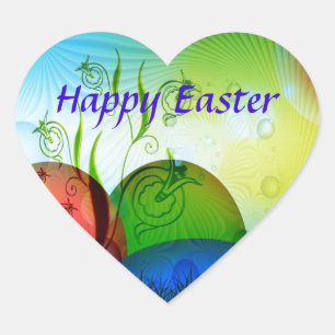 Personalisiertes Fraktal Ostereier Herz-Aufkleber