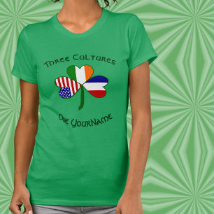 Personalisiertes Frankreich Irland USA Shamrock Da T-Shirt
