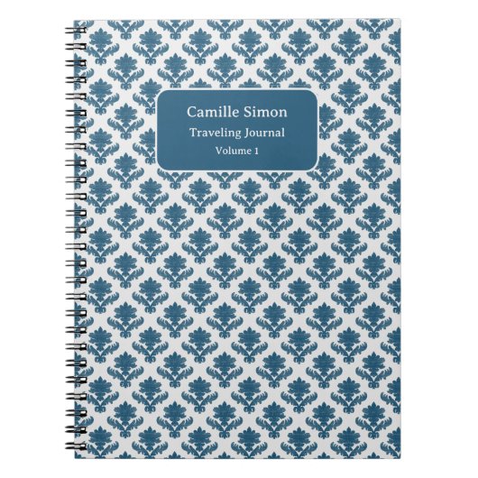 Personalisiertes französisches Tapestry Blau und W Notizblock (Vorderseite)