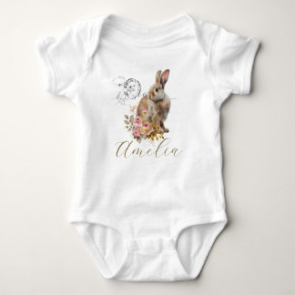 Personalisiertes französisches Vintages Kaninchen Baby Strampler