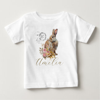 Personalisiertes französisches Vintages Kaninchen Baby T-shirt