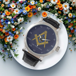 Personalisiertes Freimaurer-Geschenk Quadratkompas Armbanduhr