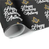 Personalisiertes Freimaurer-Maurerquadrat Geburtst Geschenkpapier (Rolleneckpunkt)