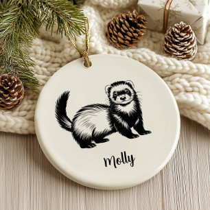 Personalisiertes Frettchen-Weihnachten Keramik Ornament