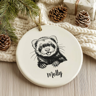 Personalisiertes Frettchen-Weihnachten Keramik Ornament