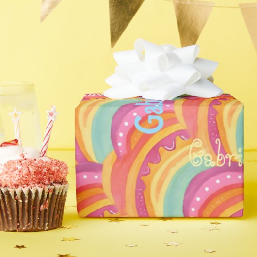 Personalisiertes, freudvolles Watercolor-Wrapping- Geschenkpapier (Geburtstagsparty)