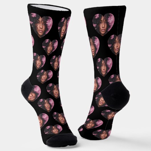 Personalisiertes Freundinnen-Herzgesicht Socken (Gewinkelt)