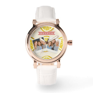 Personalisiertes Frisches Zitronenscheiben-Muster Armbanduhr