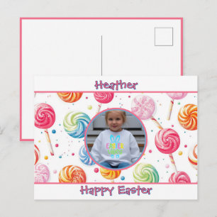Personalisiertes Frohe Ostern Lutscher Candy Foto Postkarte