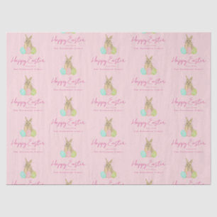 Personalisiertes Frohe Ostern Süßer Hase Rosa Seidenpapier