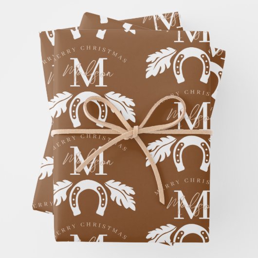 Personalisiertes Frohe Weihnachten Cowboy Mädchen Geschenkpapier Set (Beispiel)