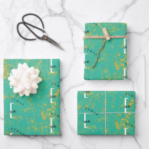 Personalisiertes Frohe Weihnachten Kupfer-Monogram Geschenkpapier Set