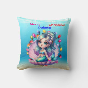 Personalisiertes Frohe Weihnachten Meerjungfrau Ki Kissen