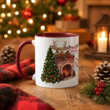 Personalisiertes Frohe Weihnachten Rentier Kamin