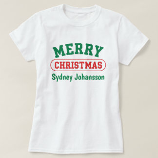 Personalisiertes Frohe Weihnachten Retro Benutzern T-Shirt