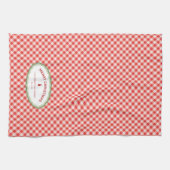 Personalisiertes Frohe Weihnachten Rot Gingham Geschirrtuch (Horizontal)