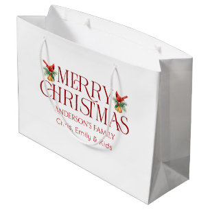 Personalisiertes Frohe Weihnachten Rot Retro-Typog Große Geschenktüte