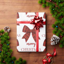 Personalisiertes Frohe Weihnachten | Roter Karo-Bo Geschenkpapier