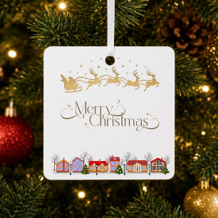 Personalisiertes Frohe Weihnachten Santa-Schlitten Ornament Aus Metall