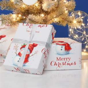 Personalisiertes Frohe Weihnachten Schneemann Benu Geschenkpapier